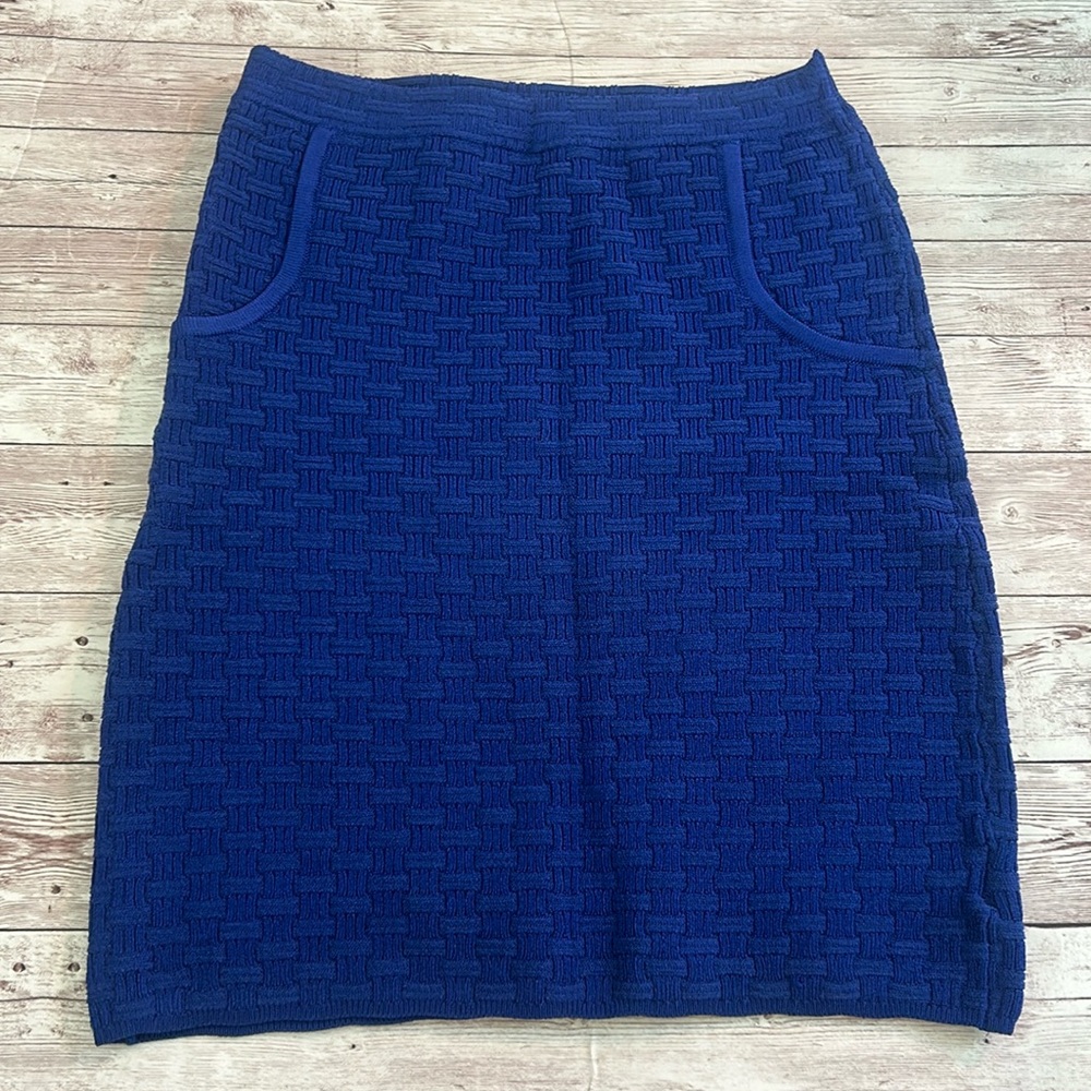 Bebe Women’s Cobalt Blue Basket Weave High Rise Bandage Mini Skirt